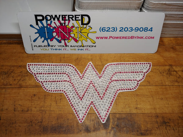 Wonder Woman Bling Rhinestone Car Decal 8" x 3 1/2"