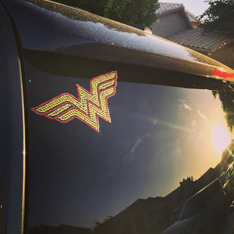 Wonder Woman Bling Rhinestone Car Decal 8" x 3 1/2"