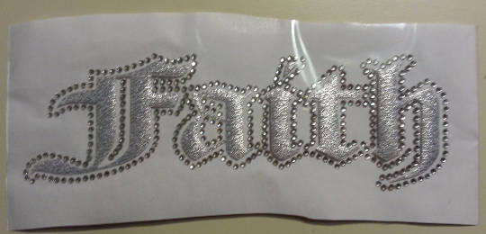 Faith Rhinestone design ** Bling ** Religious ** Transfer ** Applique  **CLEARANCE**